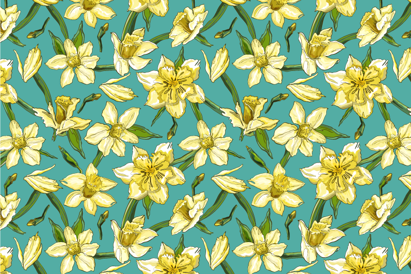 Daffodil floral pattern izvirna jedilna podloga - TenStickers
