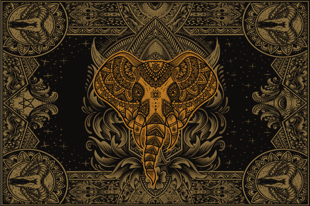 Intricate elephant motif izvirna jedilna podloga - TenStickers