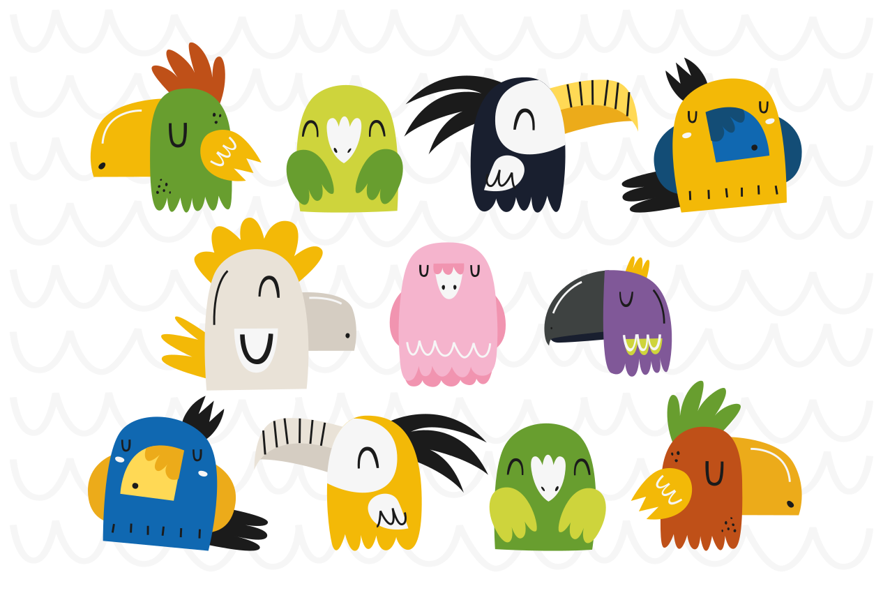 Colorful bird heads otroški pogrinjek za mizo - TenStickers