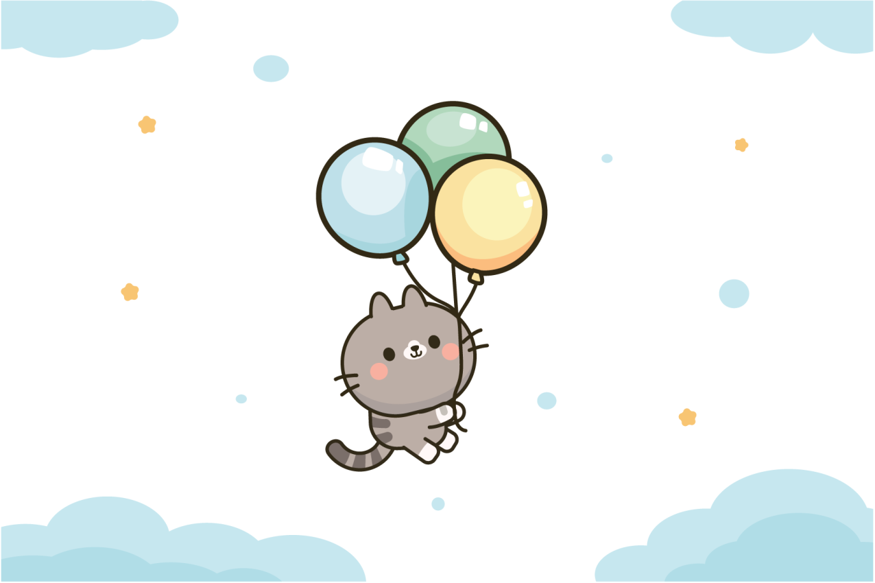 Cute cat balloons otroški pogrinjek za mizo - TenStickers