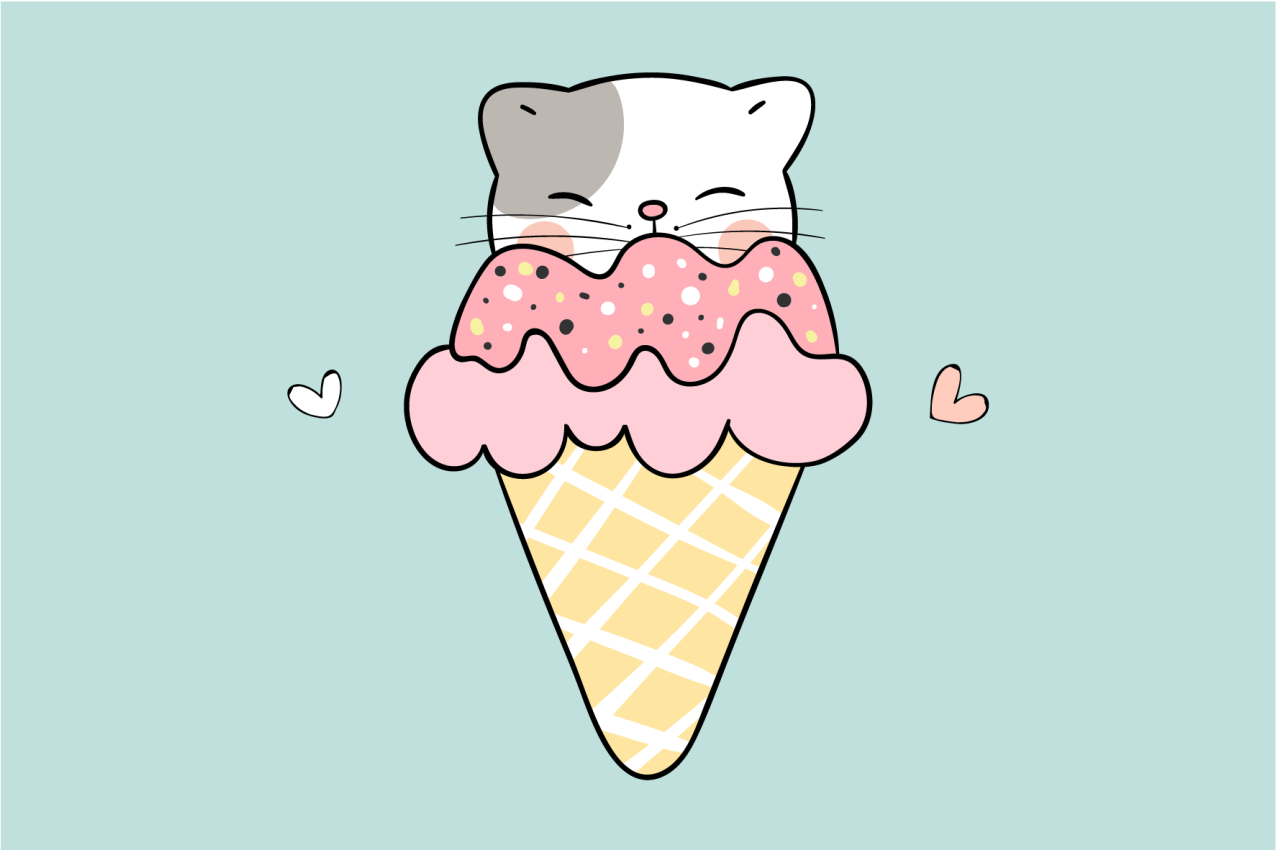 Cute cat ice cream otroški pogrinjek za mizo - TenStickers