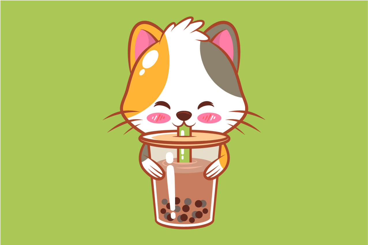 Cute cat beverage otroški pogrinjek za mizo - TenStickers