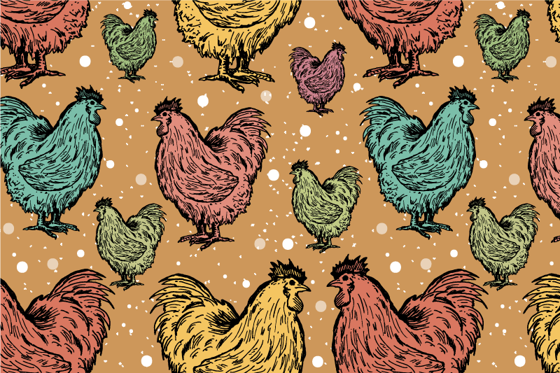 Colorful chicken pattern izvirna jedilna podloga - TenStickers
