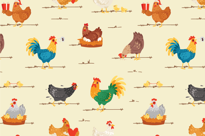 Colorful chicken patterns otroški pogrinjek za mizo - TenStickers