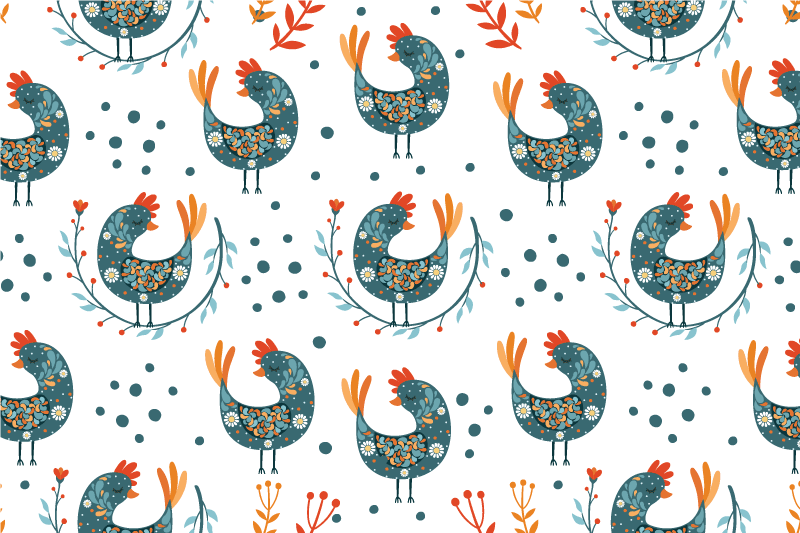 Colorful rooster pattern izvirna jedilna podloga - TenStickers