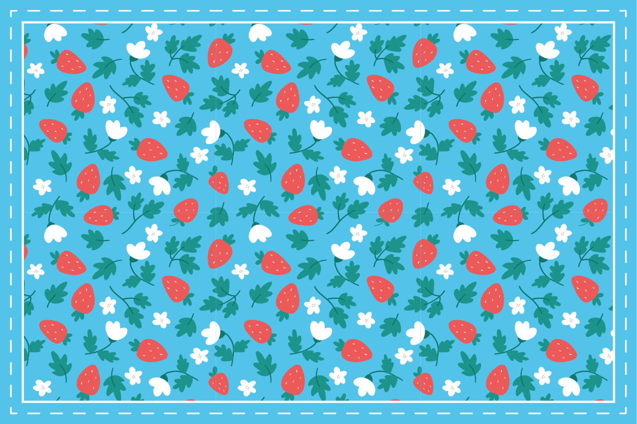 Strawberry floral pattern izvirna jedilna podloga - TenStickers