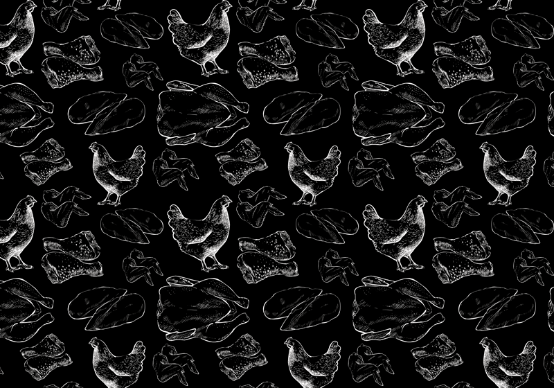 črno-beli ocvrti piščanec originalni pogrinjek - TenStickers