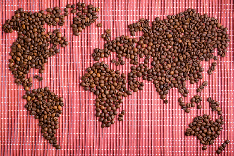 World map coffee beans izvirna jedilna podloga - TenStickers