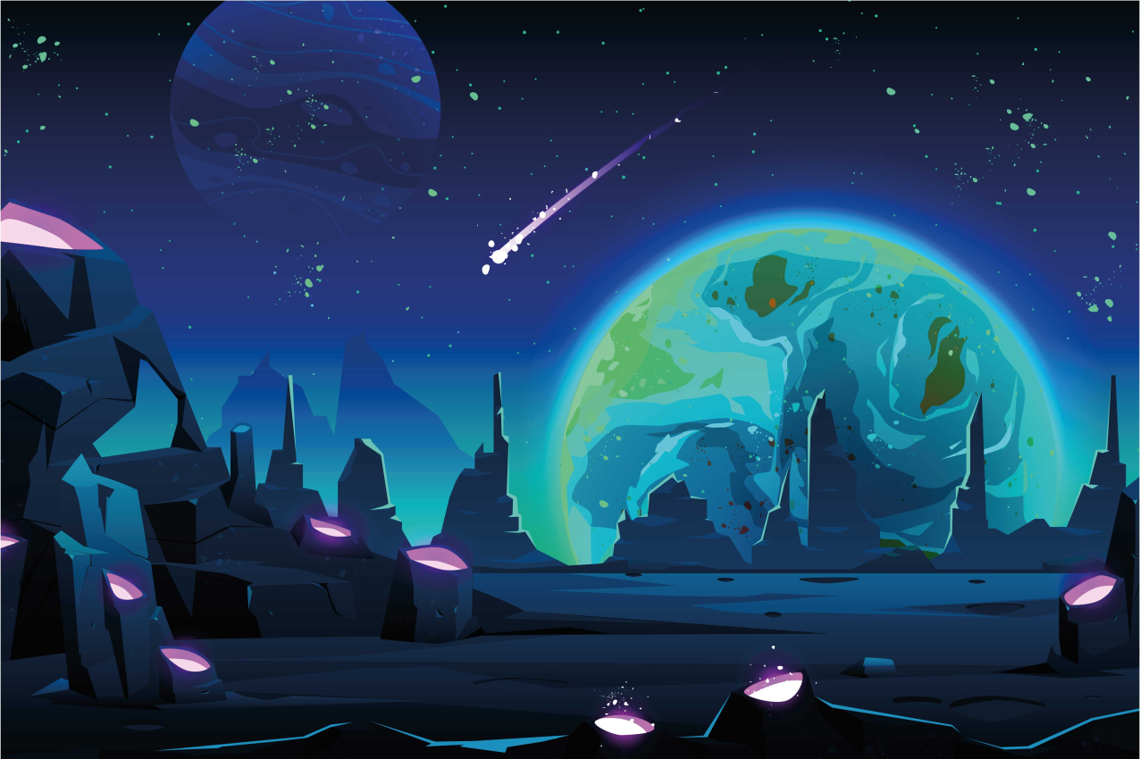 Cosmic landscape scene sodobno preprogo - TenStickers