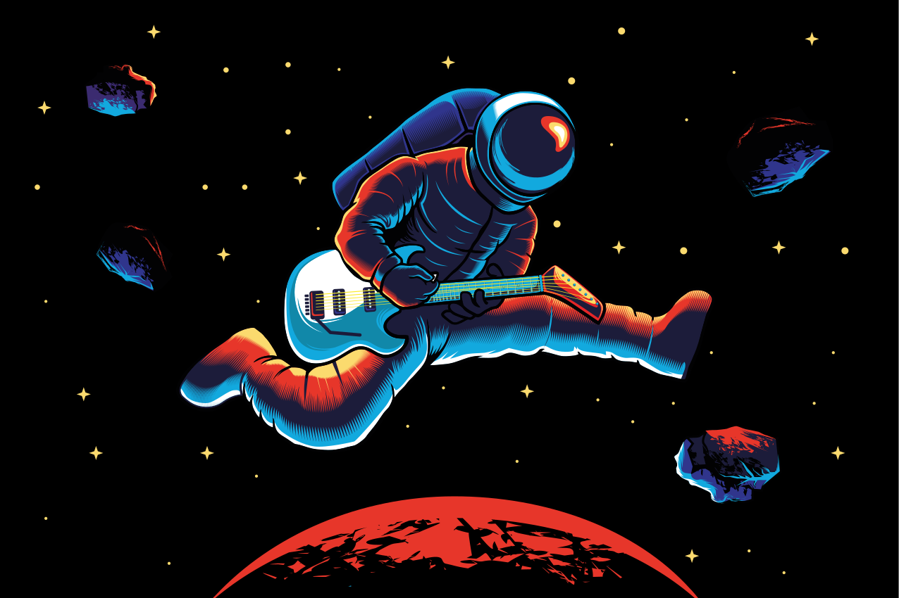 Astronaut playing guitar izvirna jedilna podloga - TenStickers