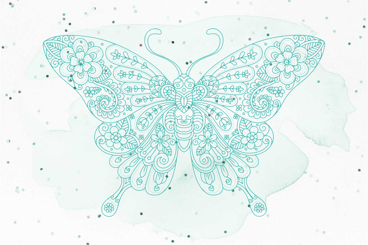 Pogrinjki iz turkizne in mandale metuljev - TenStickers