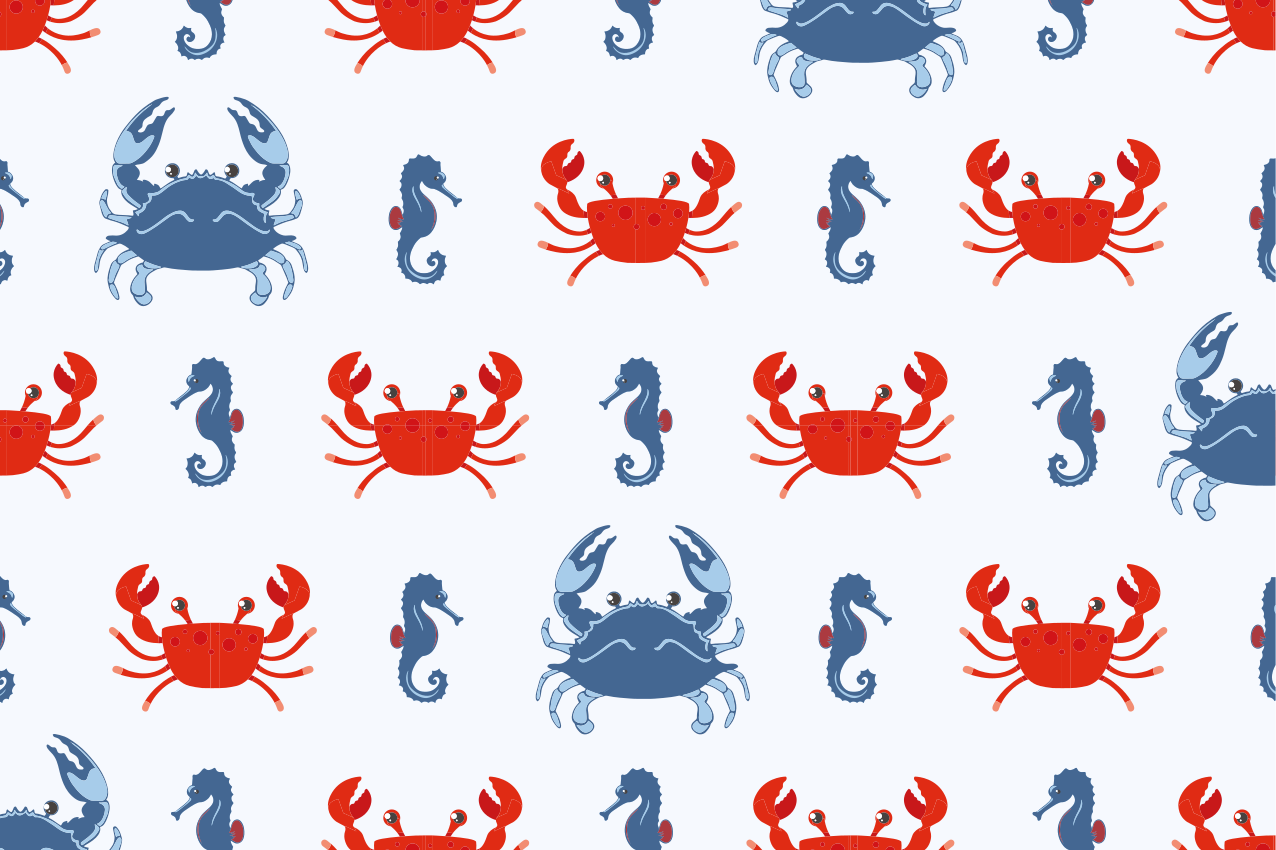 Crab and seahorse pattern izvirna jedilna podloga - TenStickers
