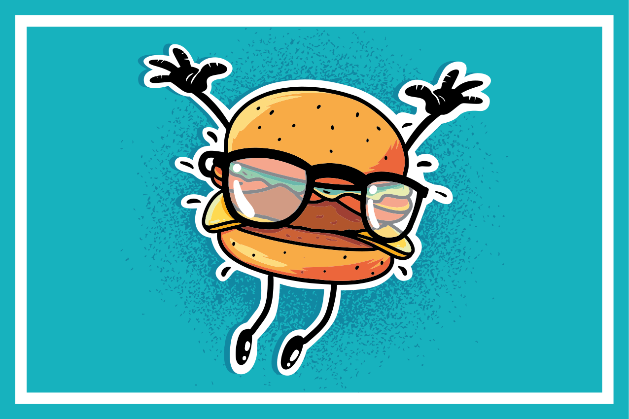 Jumping hamburger character otroški pogrinjek za mizo - TenStickers