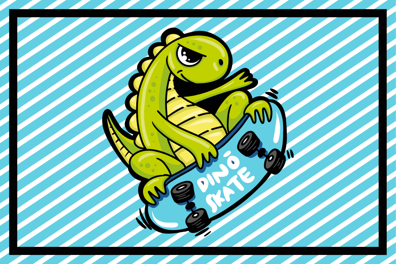 Dino skateboard adventure otroški pogrinjek za mizo - TenStickers