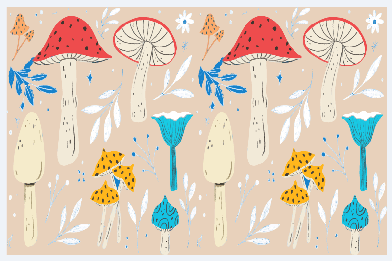 Whimsical mushroom pattern izvirna jedilna podloga - TenStickers