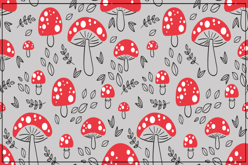 Red mushroom pattern izvirna jedilna podloga - TenStickers