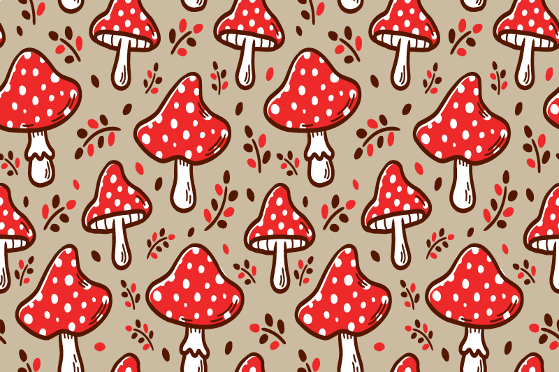 Red polka dot mushrooms izvirna jedilna podloga - TenStickers