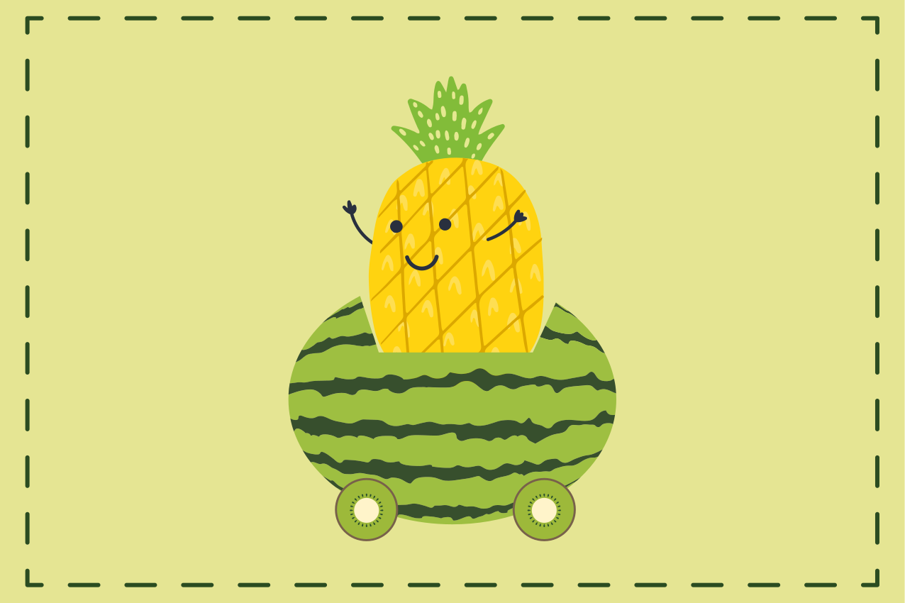 Pineapple watermelon vehicle otroški pogrinjek - TenStickers