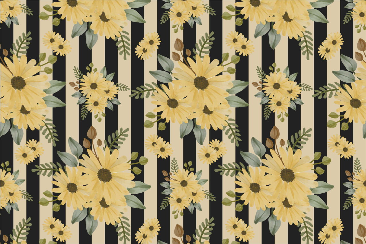 Floral stripes pattern izvirna jedilna podloga - TenStickers