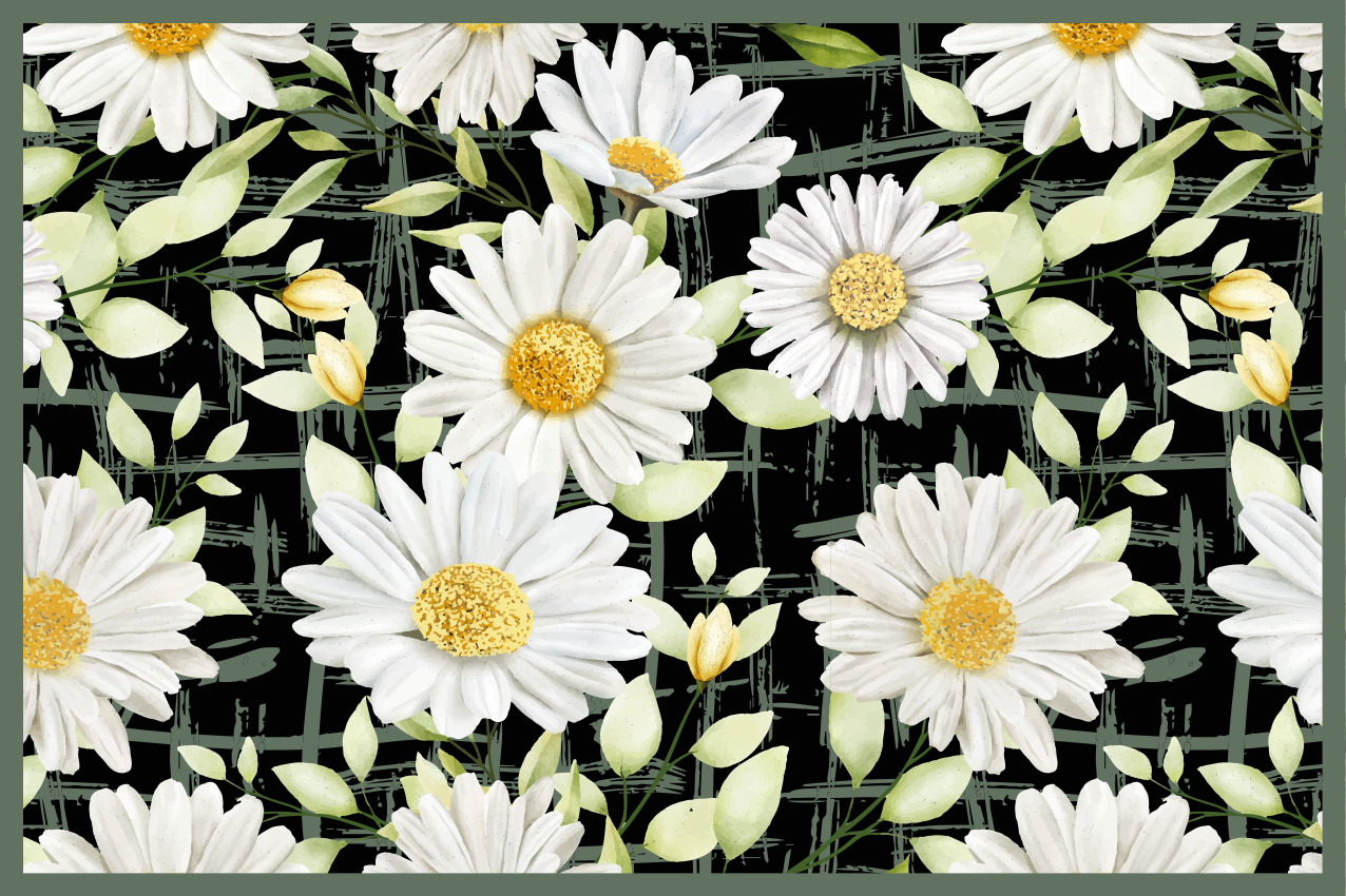 Floral pattern with daisies izvirna jedilna podloga - TenStickers