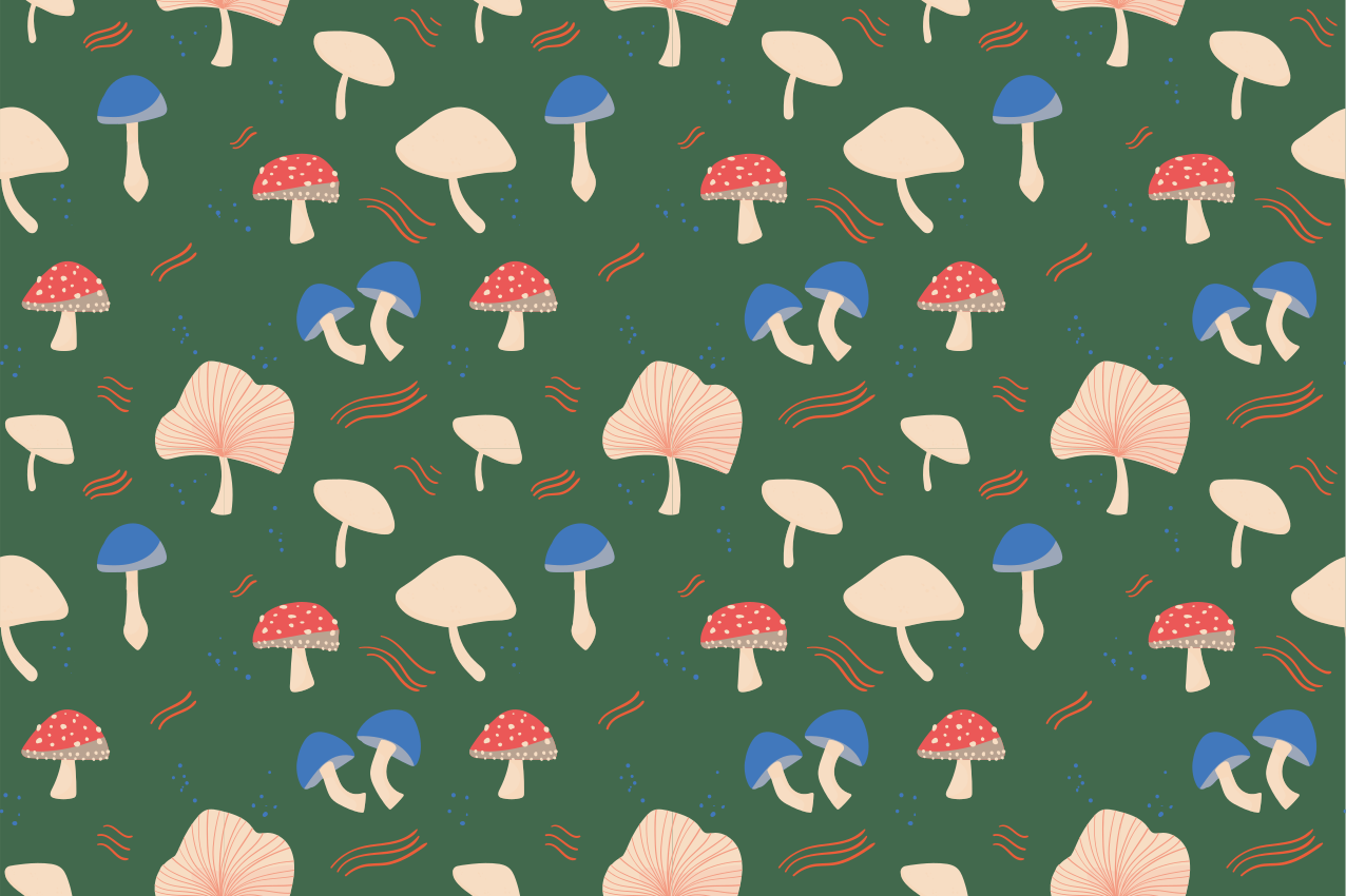 Lively mushroom print izvirna jedilna podloga - TenStickers