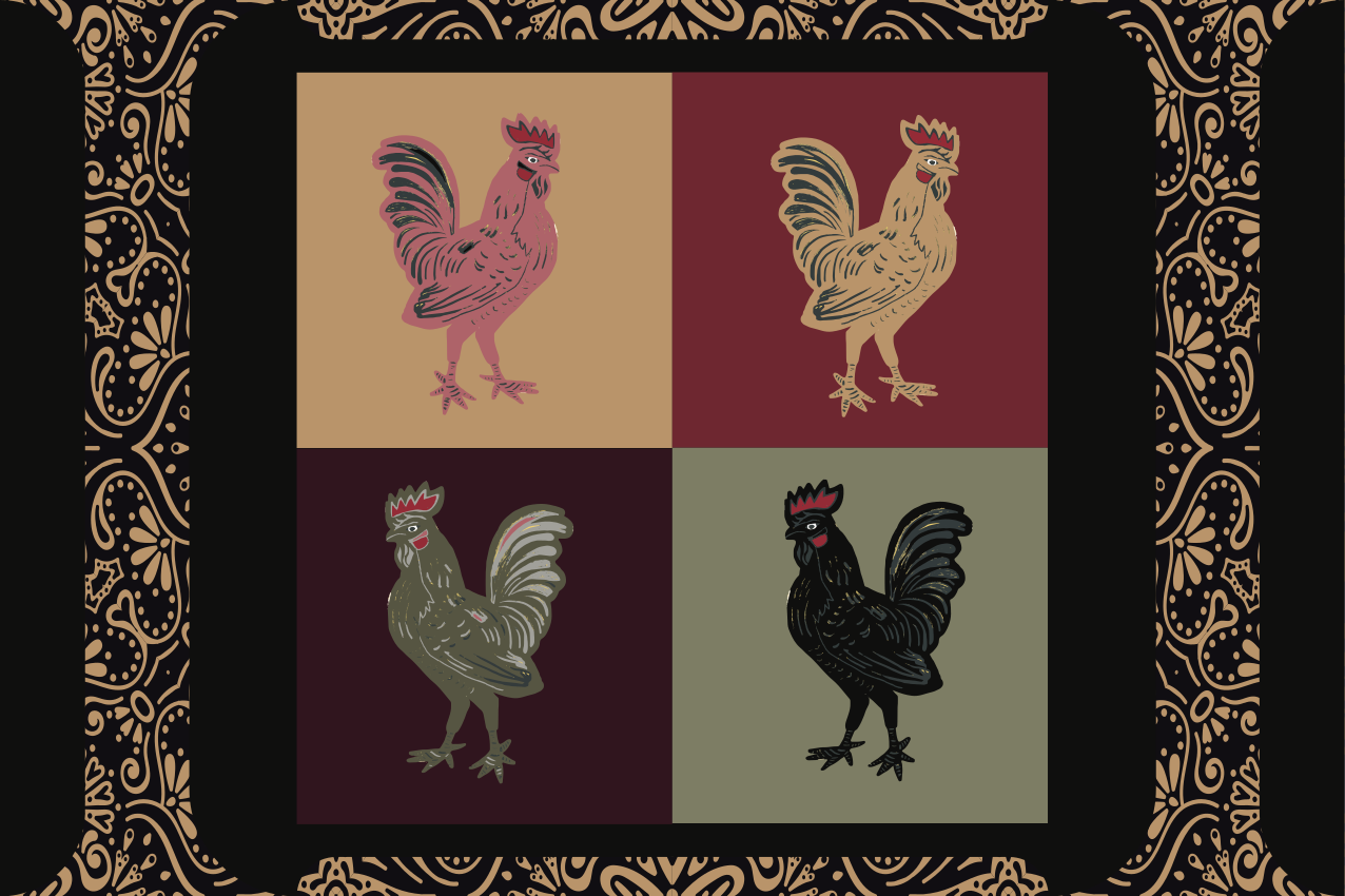 Vibrant chicken motifs izvirna jedilna podloga - TenStickers