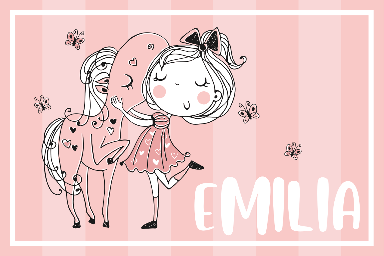 Princesa z roza obleko otroški pogrinjki - TenStickers