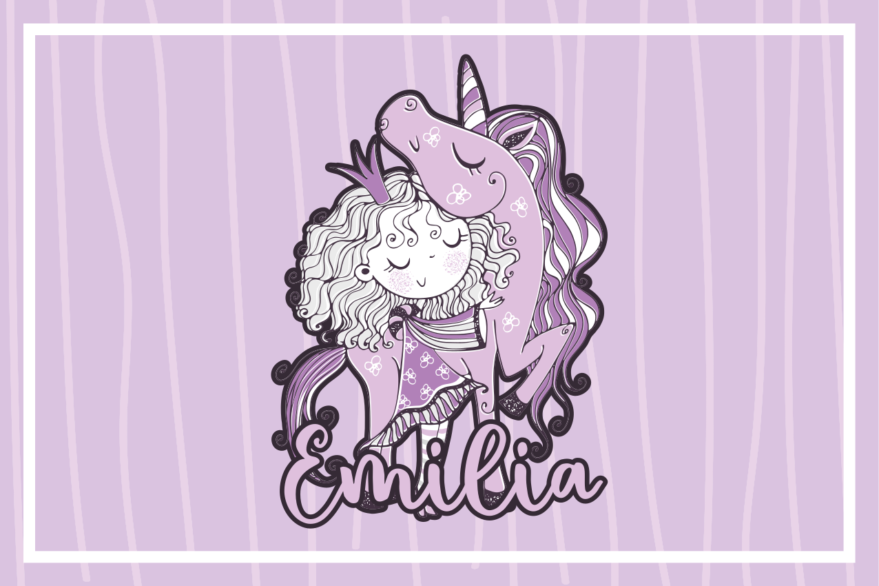 Cute unicorn embrace otroški pogrinjek za mizo - TenStickers