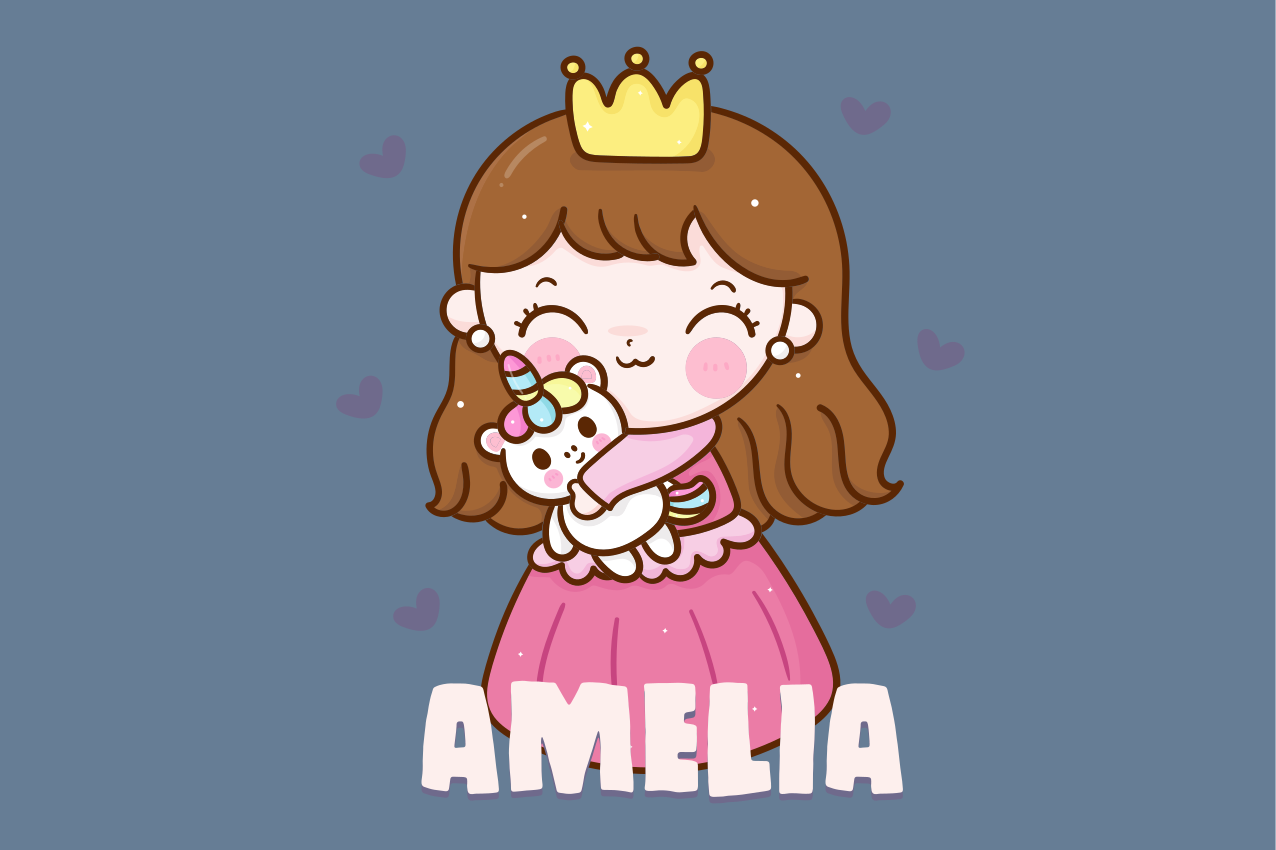 Cute princess with unicorn otroški pogrinjek za mizo - TenStickers