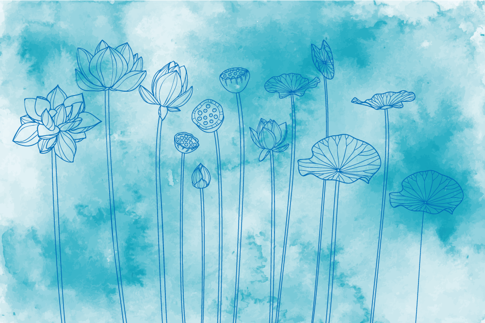 Lotus floral patterns teksturna pogrinjek - TenStickers