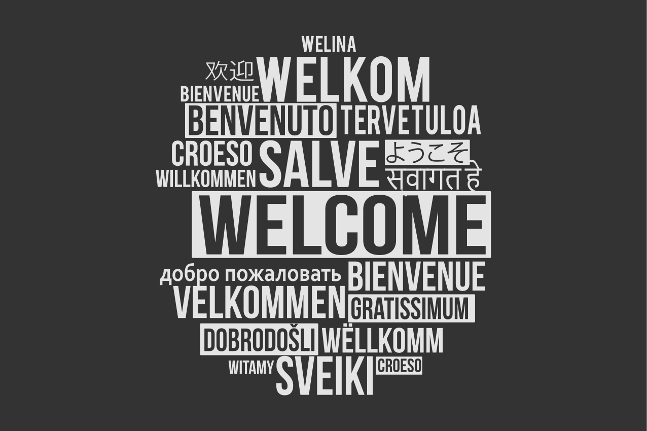 Welcome multilingual design pogrinjek s citati - TenStickers