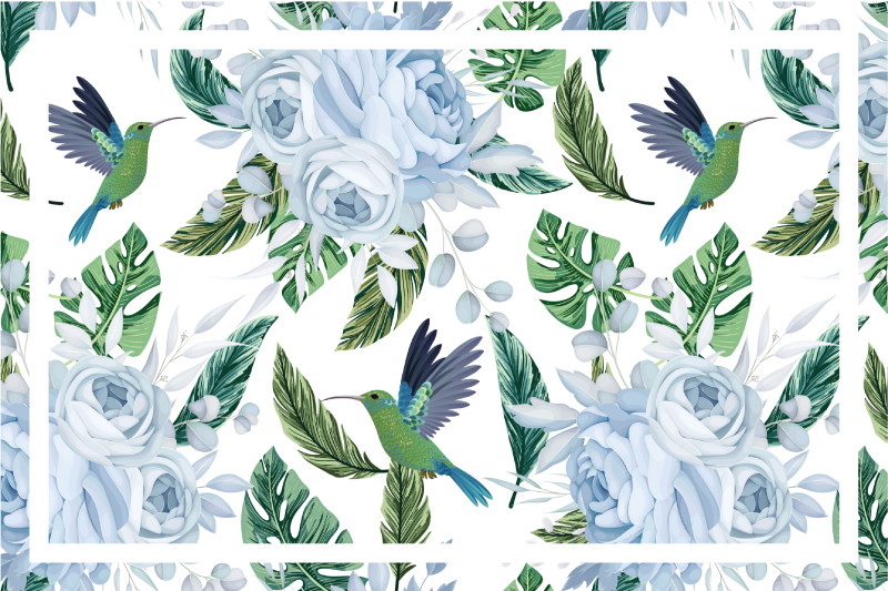 Floral hummingbird pattern moderna prtljaga - TenStickers