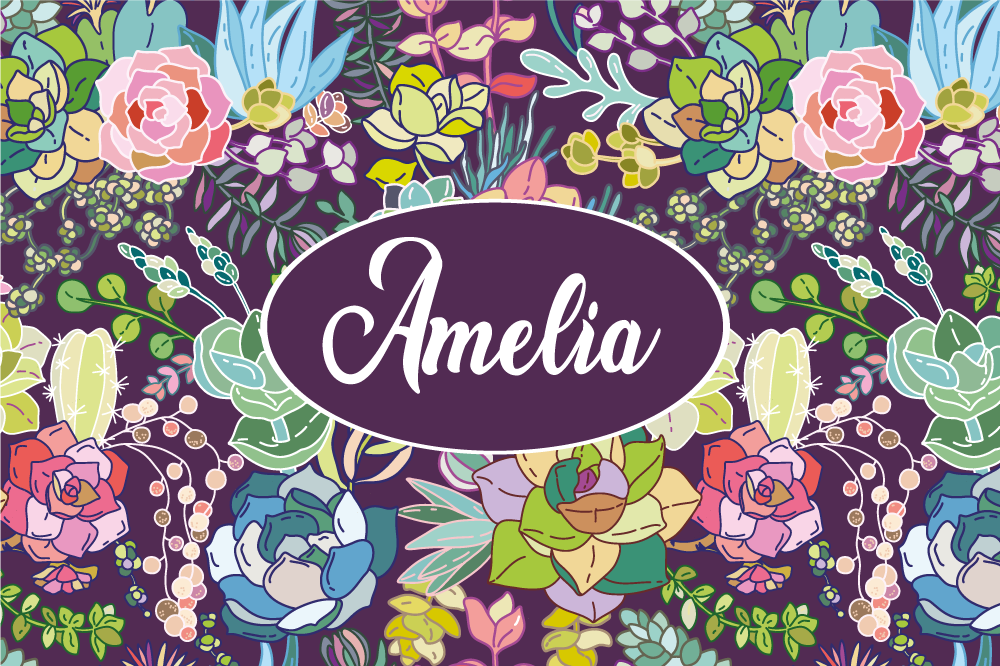 Floral customized artwork s pogrinjkom z imenom - TenStickers