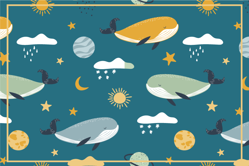 Whale and celestial patterns otroški pogrinjek za mizo - TenStickers