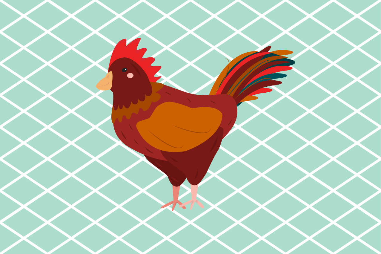 Charming rooster illustration izvirna jedilna podloga - TenStickers