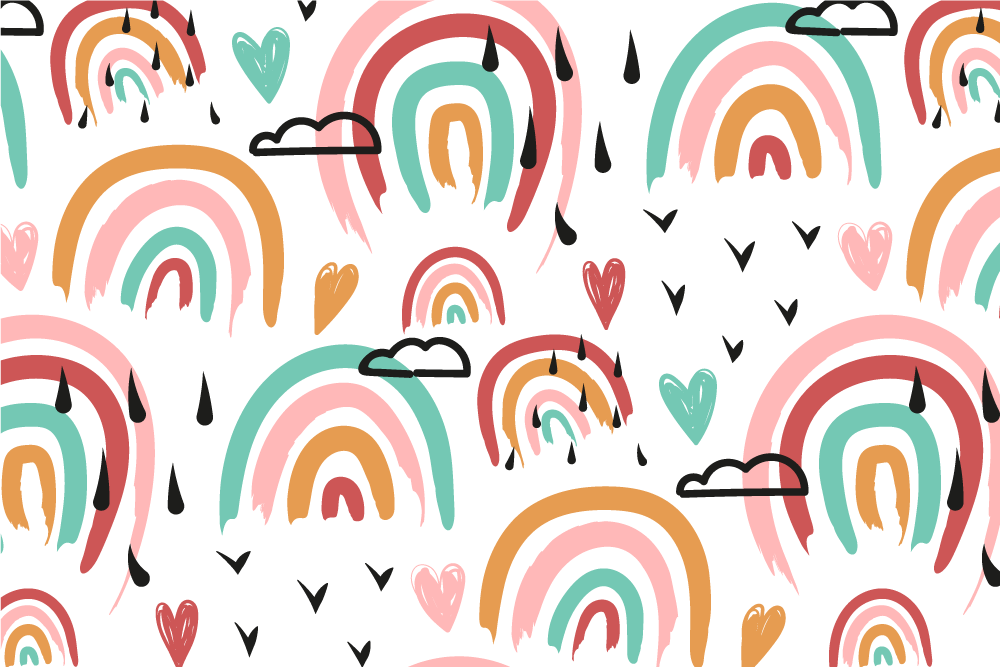 Rainbow heart pattern otroški pogrinjek za mizo - TenStickers