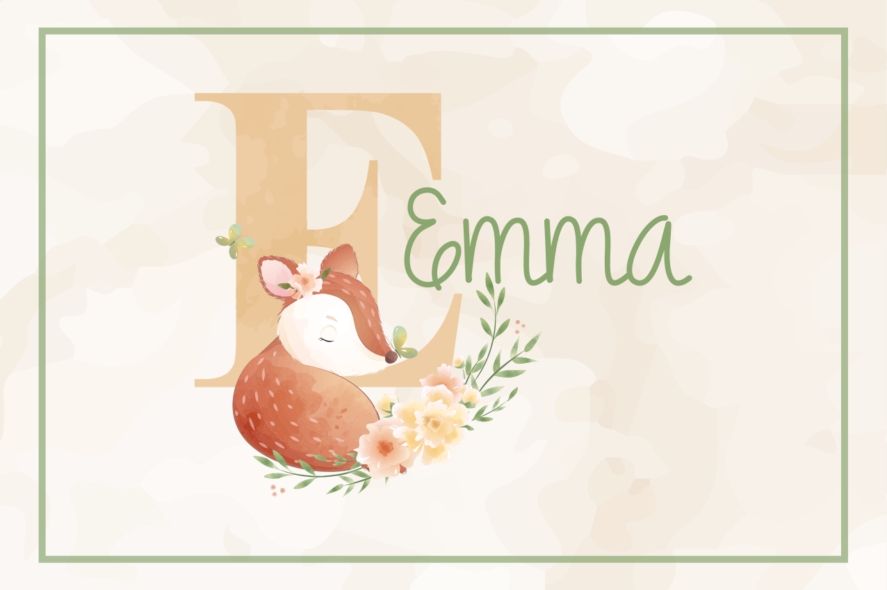 Srčkane živali srnjad z imen otroški pogrinjki - TenStickers