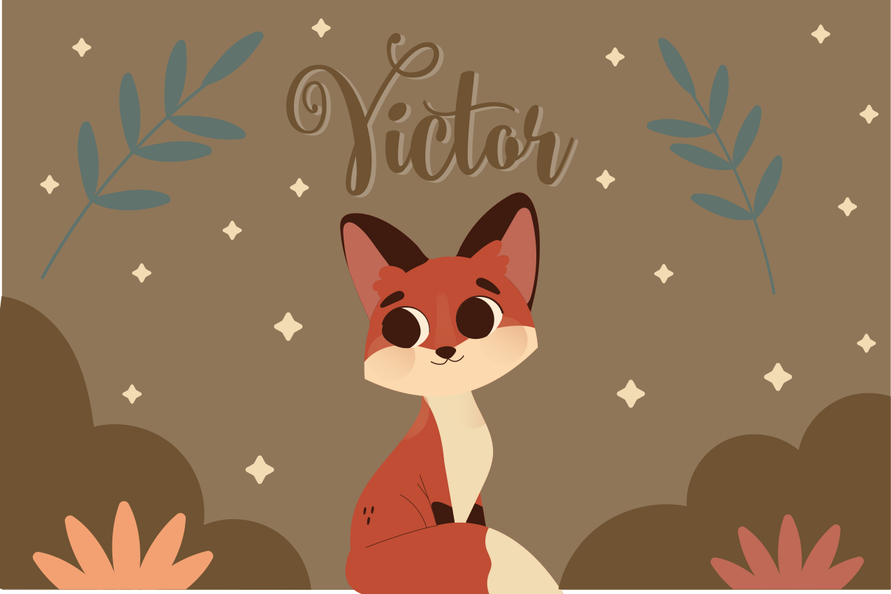 Cute fox character otroški pogrinjek za mizo - TenStickers