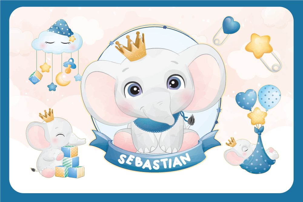 Ljubek slonček z otroškimi pogrinjki - TenStickers