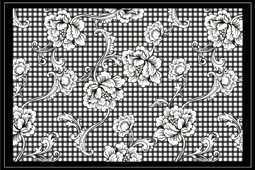 Black floral pattern elegantna pogrinjek - TenStickers