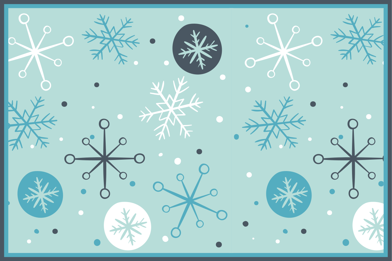 Modre in bele snežinke božične pogrinjke - TenStickers