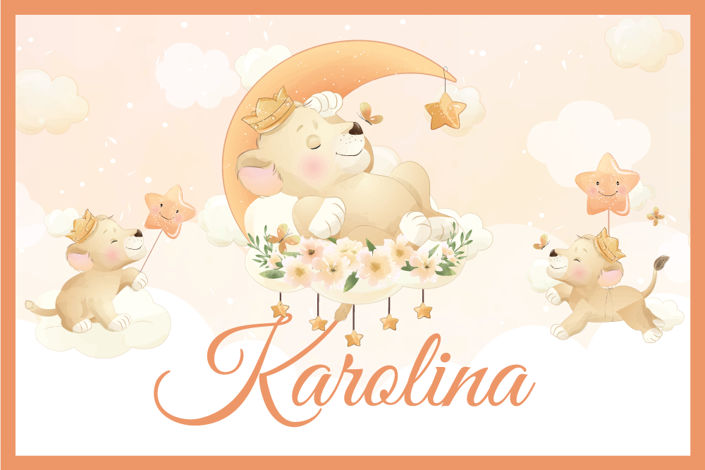 Srčkane živali lev z imenom otroški pogrinjki - TenStickers