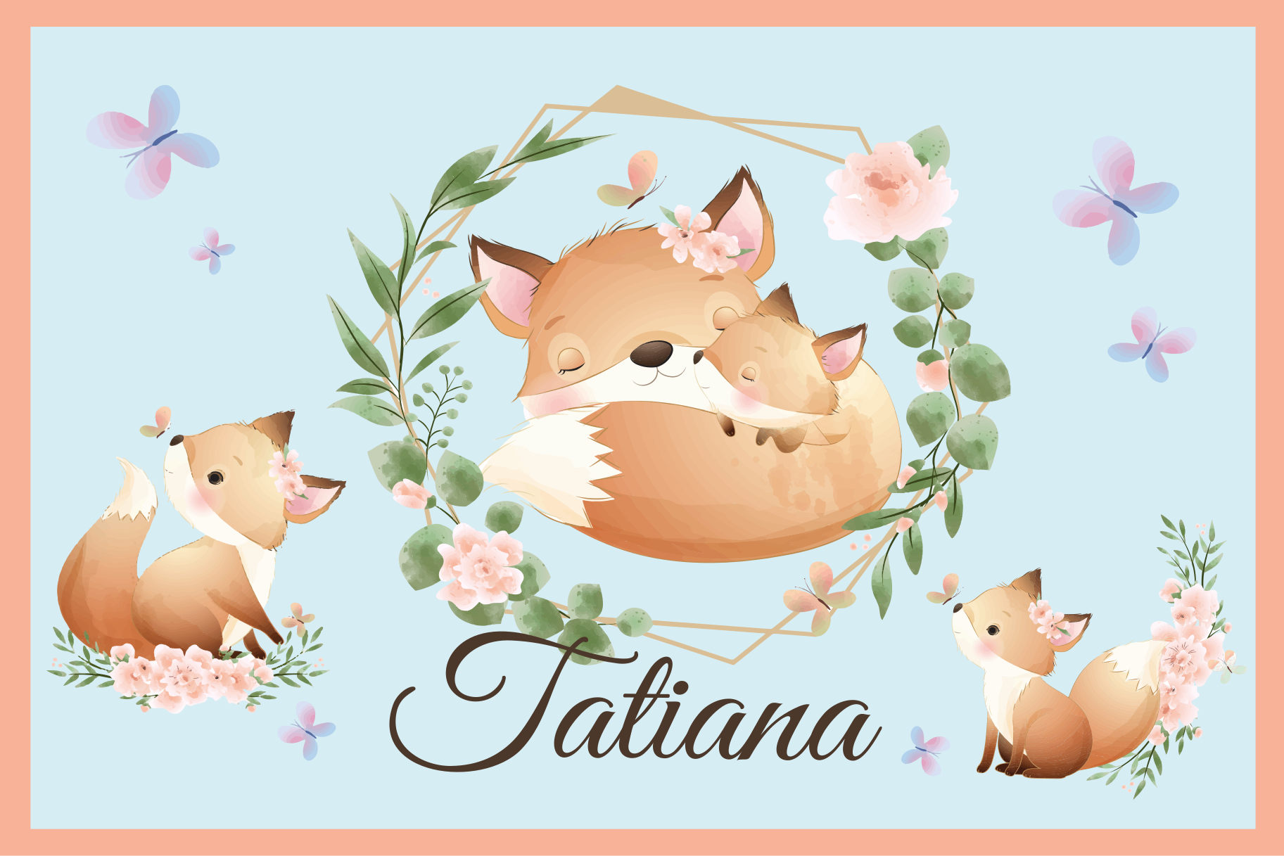 Ljubke živali lisica z imenom otroški pogrinjki - TenStickers