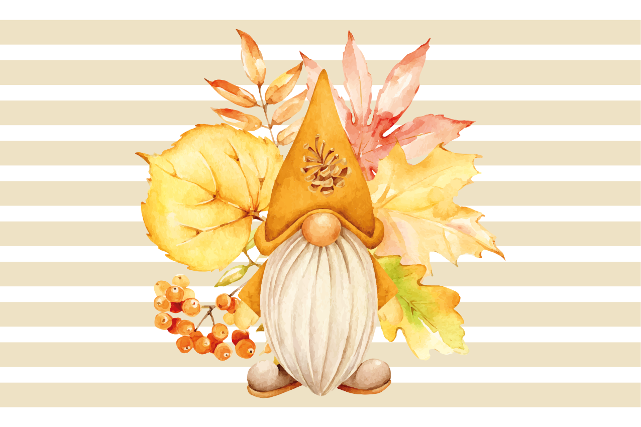 Gnome with autumn leaves izvirna jedilna podloga - TenStickers