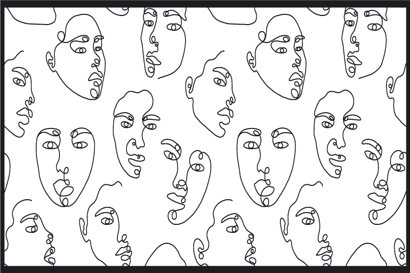 Abstract face linework moderna miza za postrežbo - TenStickers