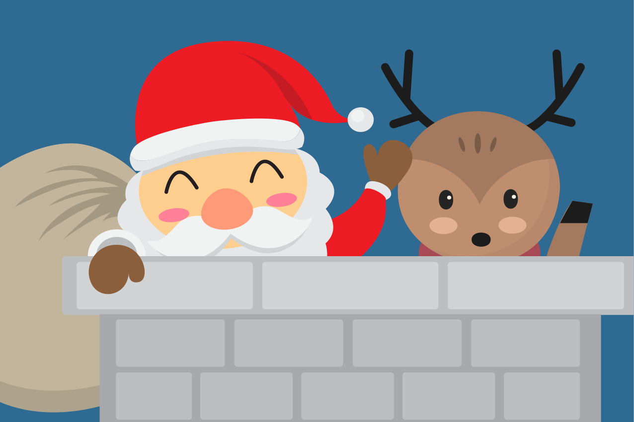Santa claus reindeer božična pogrinjek - TenStickers