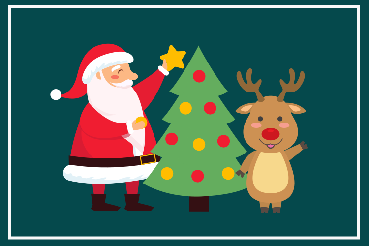 Santa and reindeer božična pogrinjek - TenStickers