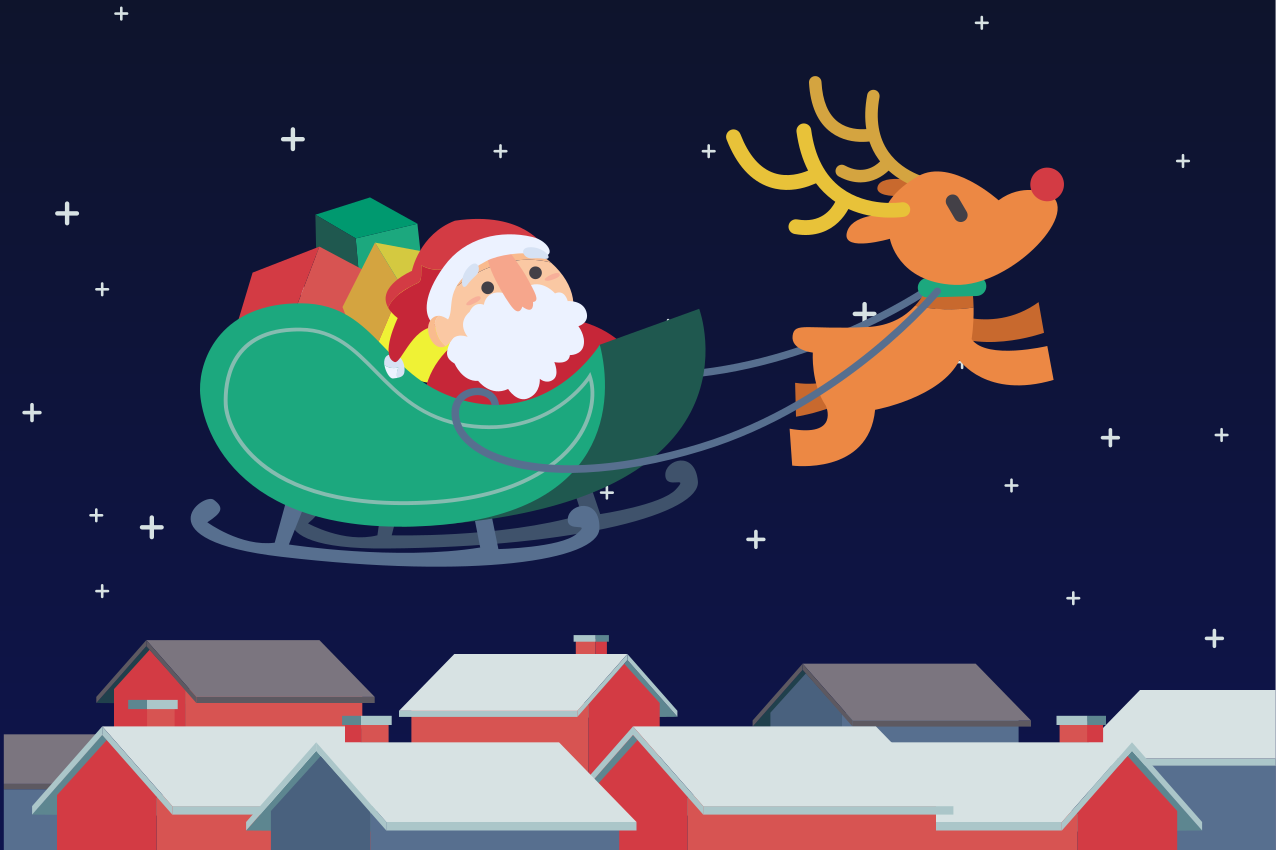 Santa's sleigh journey božični pogrinjek - TenStickers
