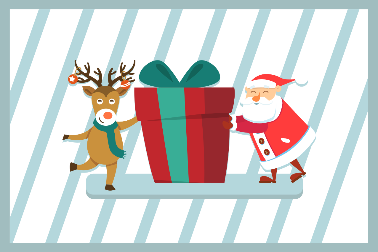 Santa and reindeer gift božični pogrinjek - TenStickers