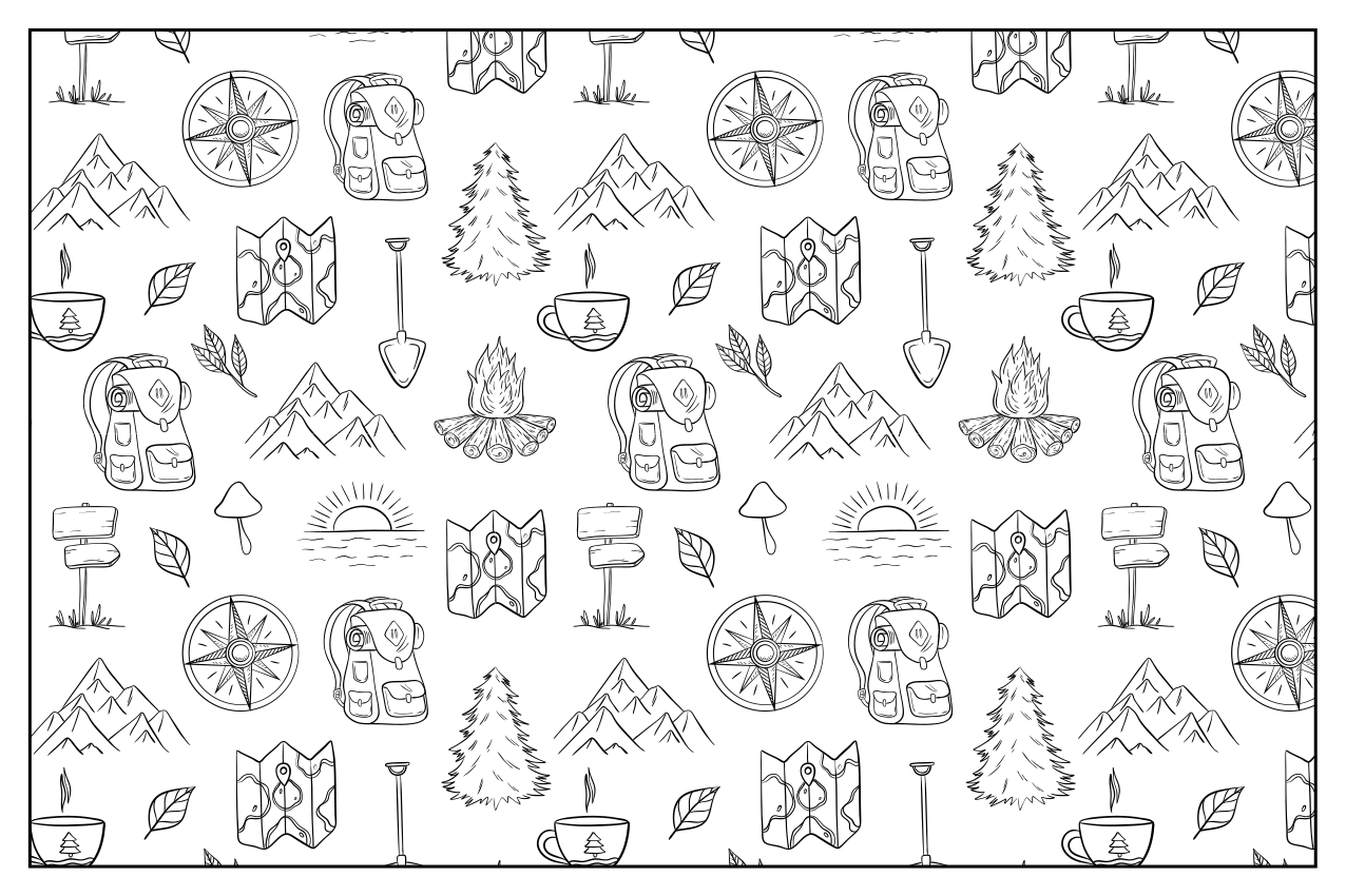 Ročno narisan kompas, pogrinjki za gorske stvari - TenStickers